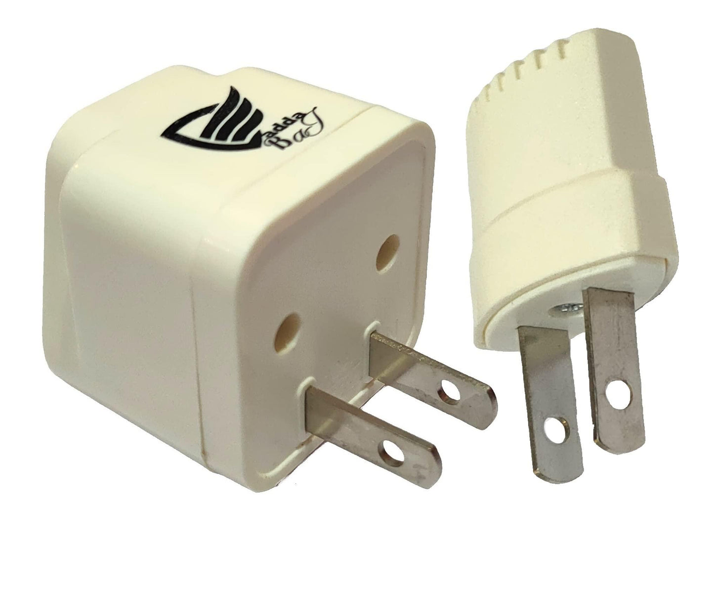 Vadda Bai Set of 2 Universal Adapter 2 & 3 Pin India to USA, Japan, Canada, Philippines & More Travel Conversion Plug (White)