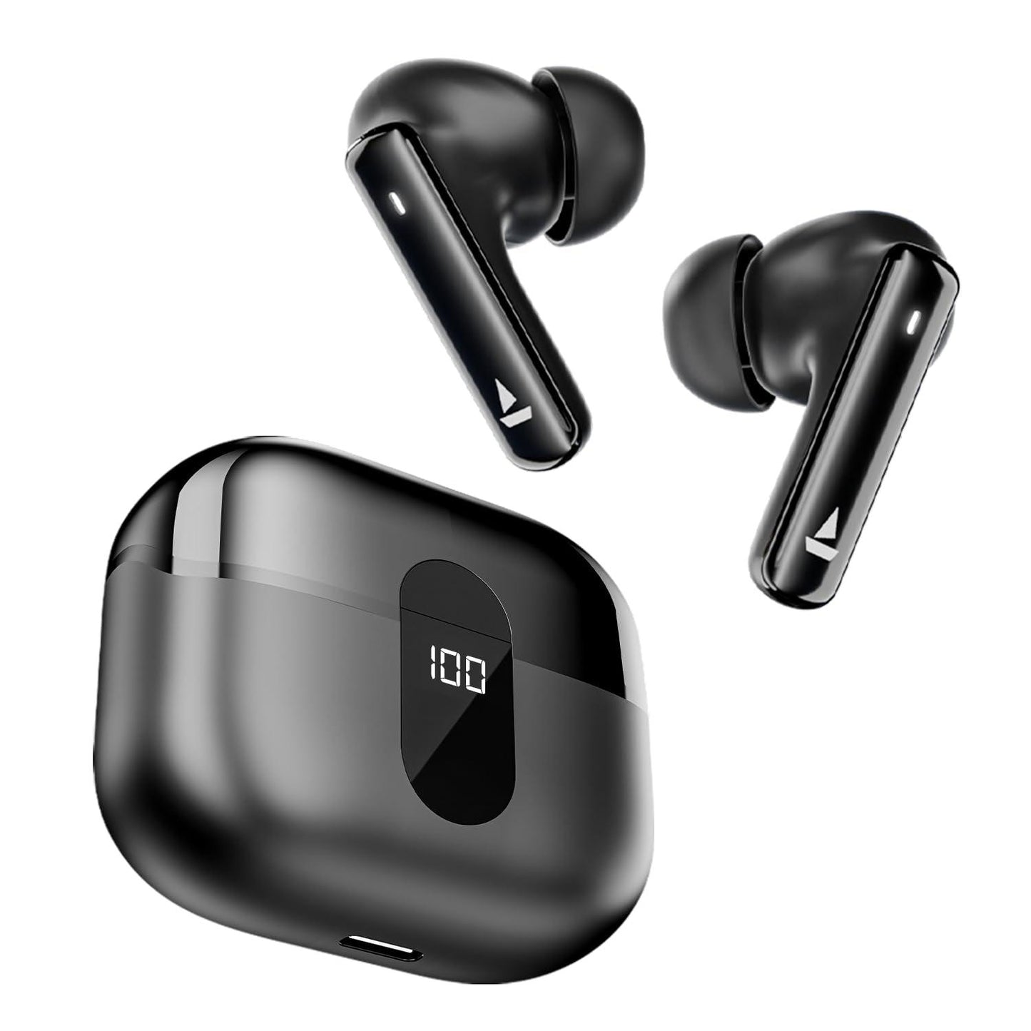 boAt Airdopes 121 Pro Plus, 100HRS Battery, 4Mics ENx, 50ms Low Latency, Fast Charge, LED Display, IPX5, v5.3 Bluetooth Earbuds, TWS Ear Buds Wireless Earphones with mic (Black)