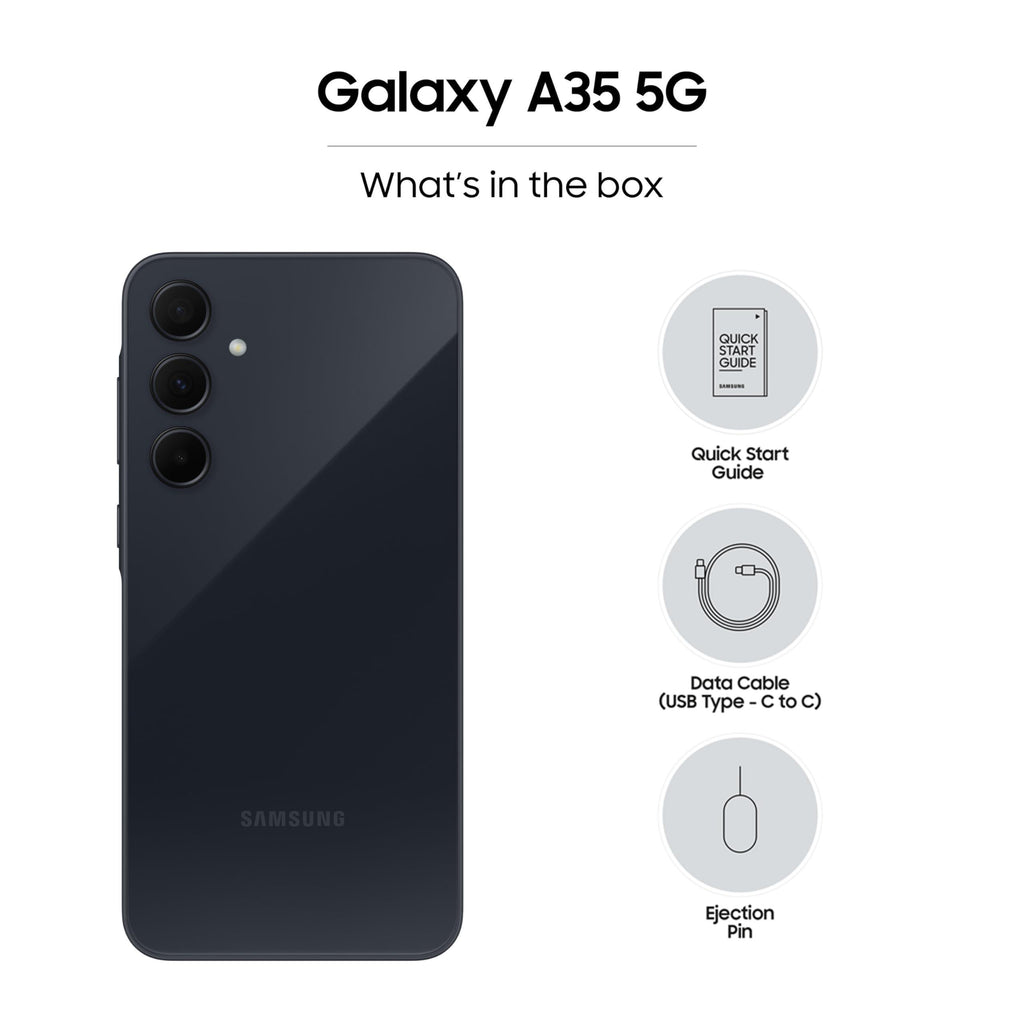 Samsung Galaxy A35 5G (Awesome Navy, 8GB RAM, 128GB Storage) | Premium Glass Back | 50 MP Main Camera (OIS) | Nightography | IP67 | Corning Gorilla Glass Victus+ | sAMOLED with Vision Booster - Triveni World