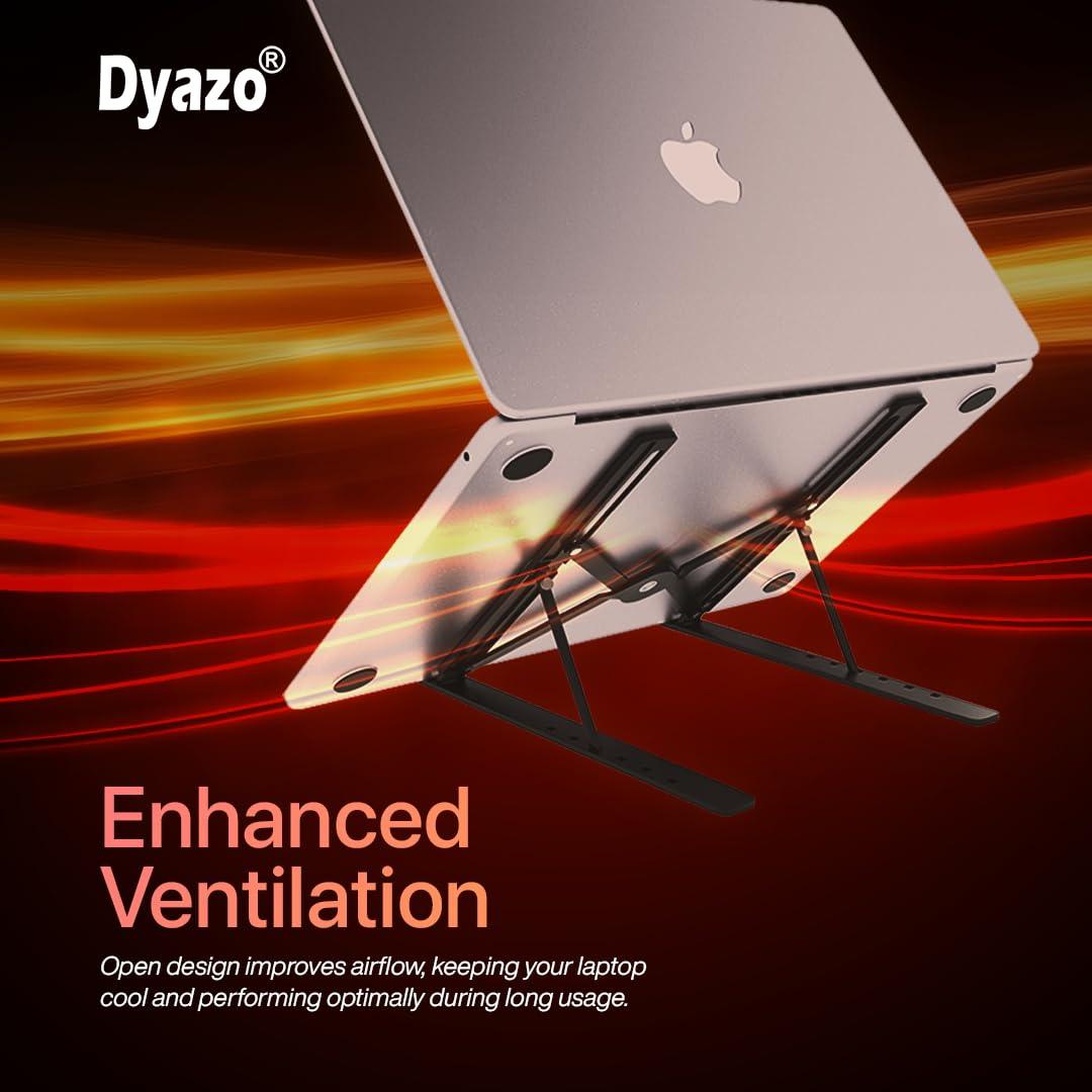 Dyazo 6 Angle Foldable & Portable Laptop Riser Stand Made with Aluminum Alloy |Compatible for Dell, Mac Book Air/Pro, Lenovo Acer Hp Asus & Other Laptop from 11.6 inch to 15.6 Inches- Black