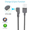 Portronics Konnect L 1.2M Fast Charging 3A 8 Pin USB Cable with Charge & Sync Function for iPhone, iPad (Grey)