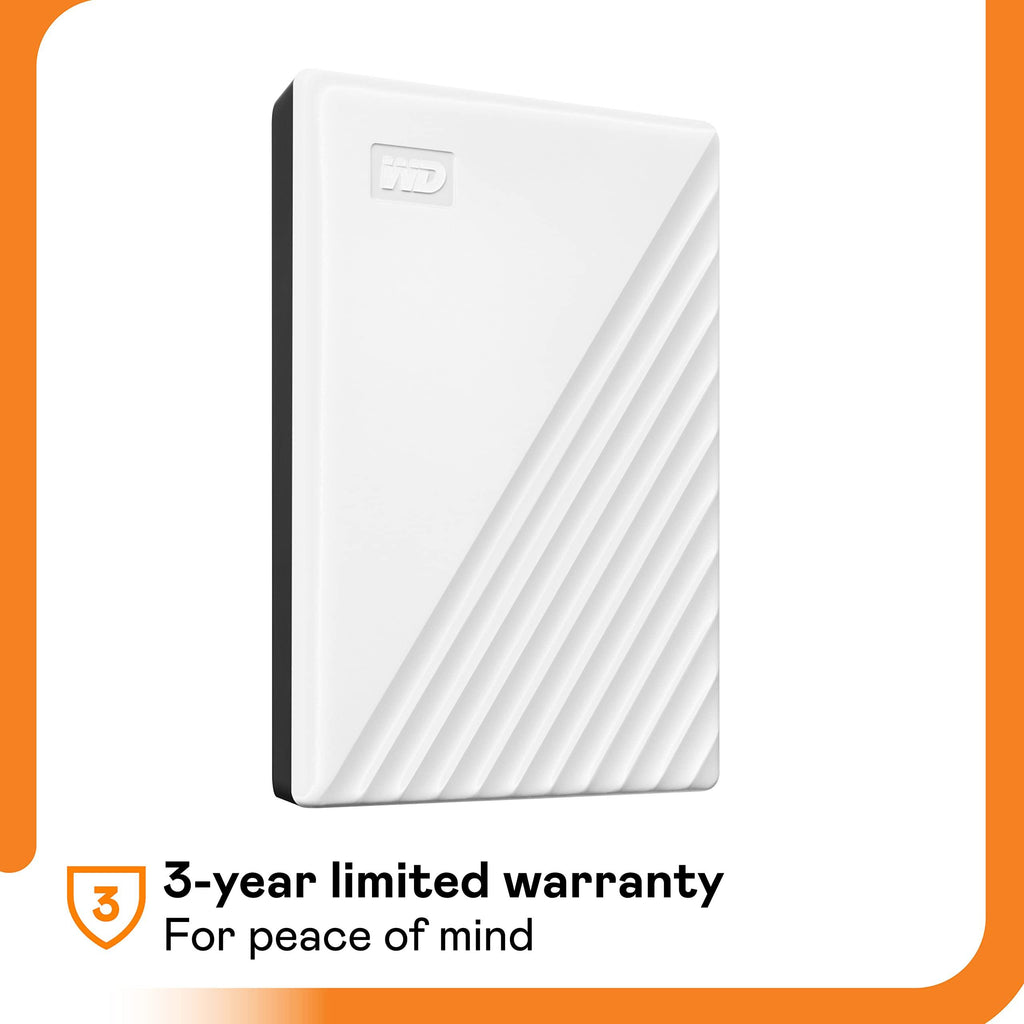 Western Digital WD 4TB My Passport Portable Hard Disk Drive, USB 3.0 with Automatic Backup, 256 Bit AES Hardware Encryption,Password Protection,Compatible with Windows and Mac, External HDD-White