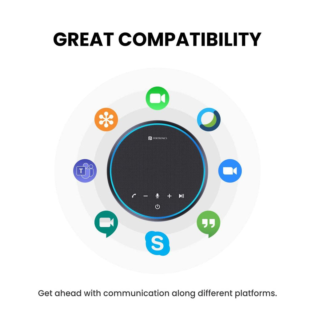 Portronics Talk One Noise Cancellation Conference Speaker with 5M Microphone Coverage, 360° Voice Coverage for Zoom, Skype, Meet, Webinar, Conference Calls(Black)