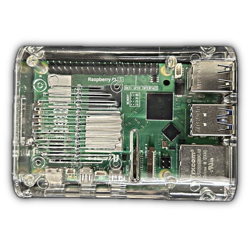 Rpi shop -Raspberry Pi 5 Transparent ABS Compact Case with Powerfull Fan & Heatshink for Better Cooling, Clear case for PI 5