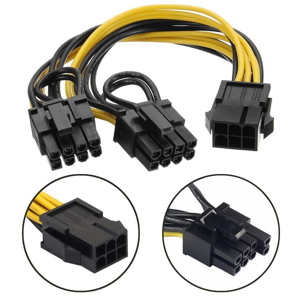 Paruht 6 Pin to Dual PCIe 8 Pin (6+2) Graphics Card PCI Express Power Adapter GPU VGA Y-Splitter Extension Cable Mining Video Card Power Cable,Black,Yellow