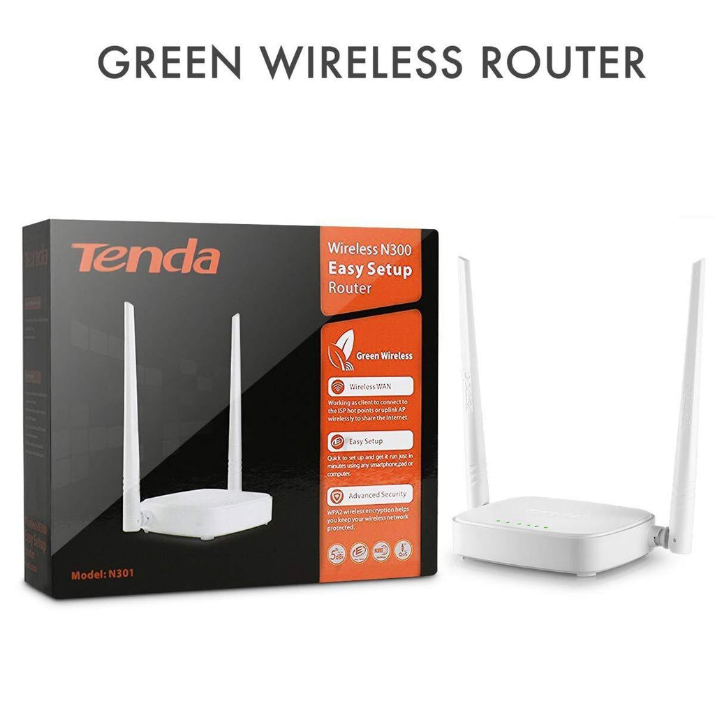 Tenda N301 Wireless-N300 Easy Setup Router (White, Not a Modem) - RJ45 (single_band, 100 megabits_per_second)