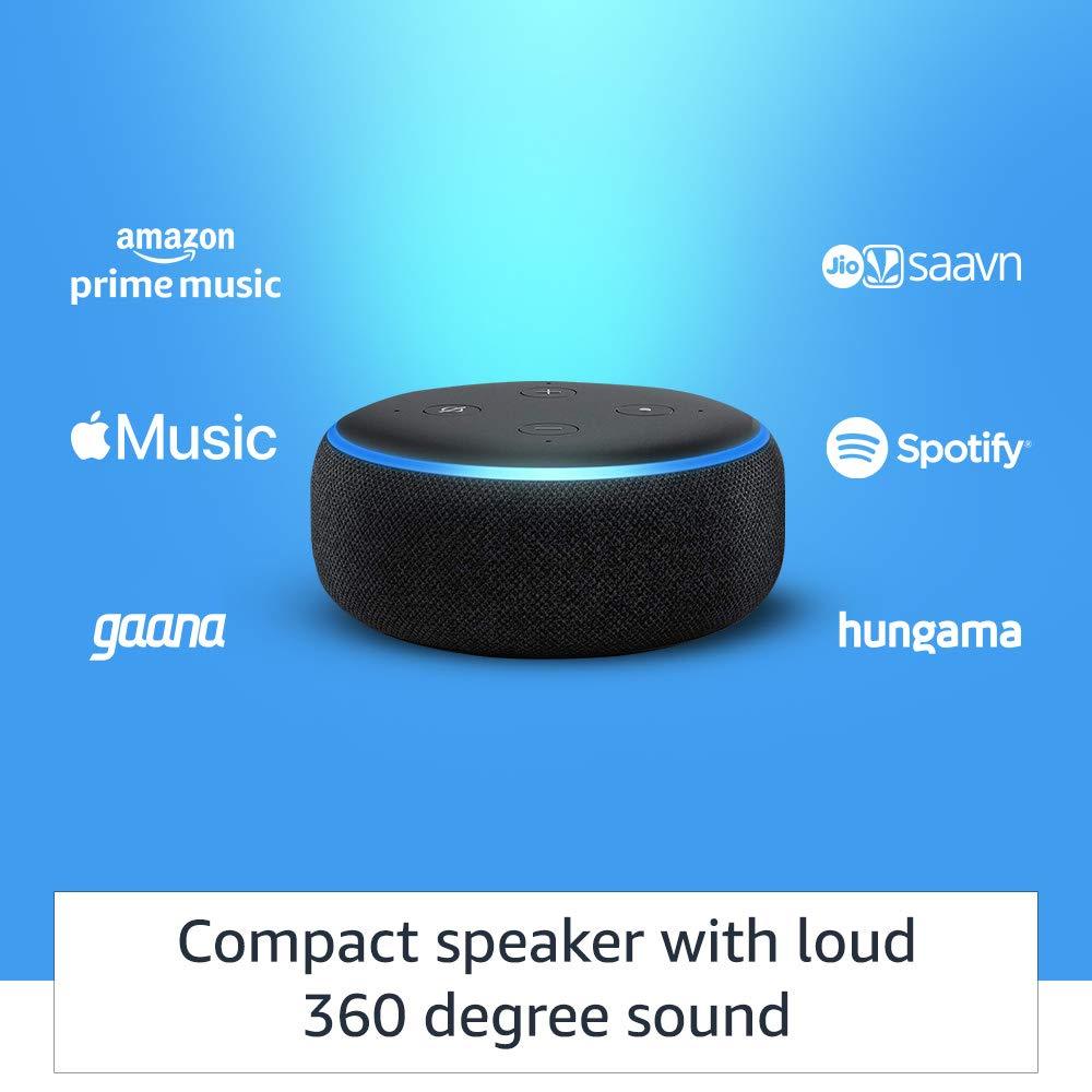 ECHO DOT (BLACK) COMBO WITH WIPRO 9W EASY SET-UP SMART BULB