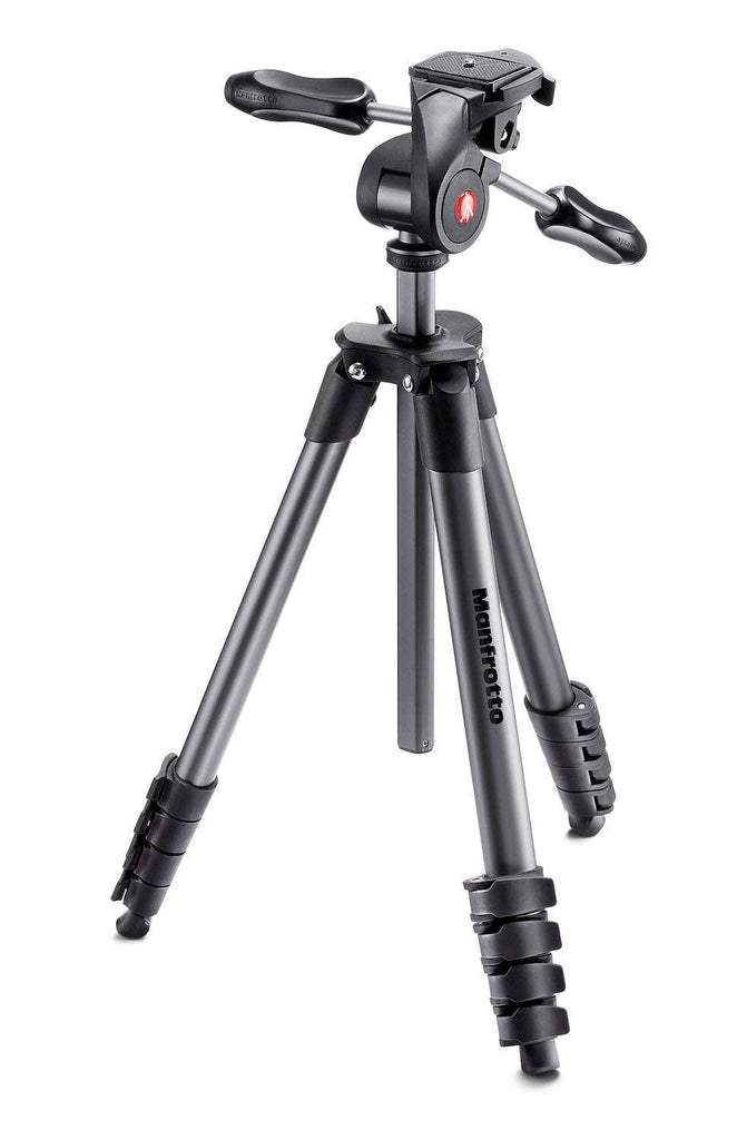 Manfrotto Compact Advanced Aluminium Tripod with 3-Way Head MKCOMPACTADV-BK (Load Capacity Upto 3kg),Black