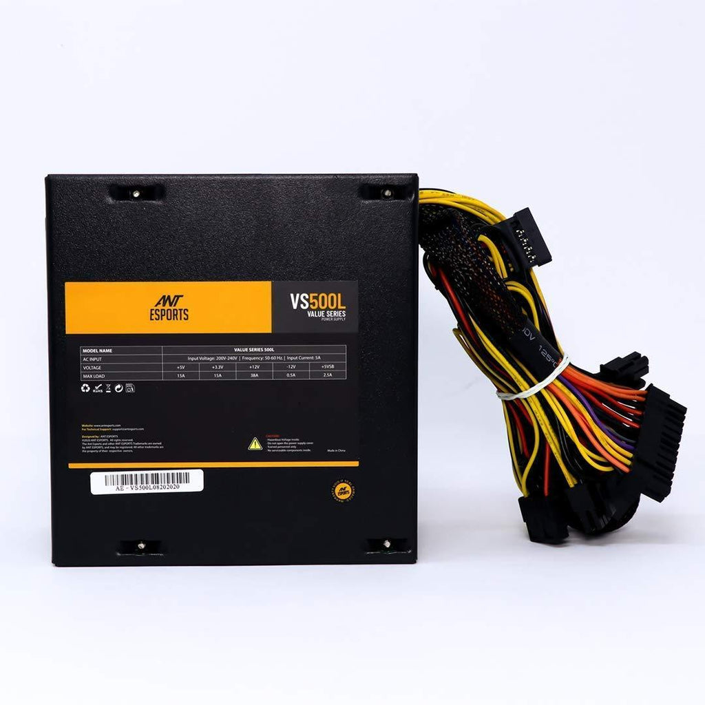 Ant Esports VS500L NonModular High Efficiency Gaming Power Supply/PSU with 1 x PCIe and 120mm Silent Fan