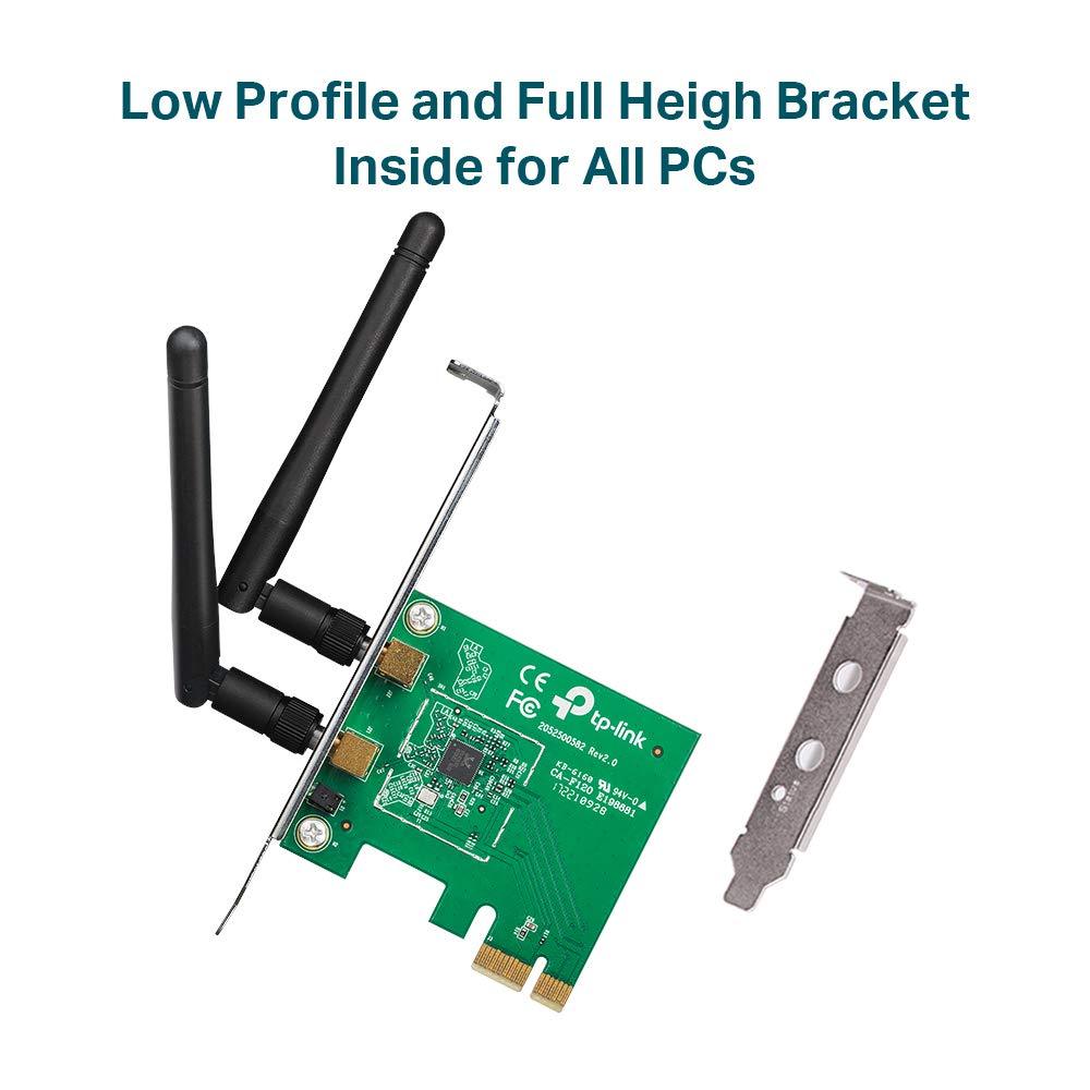 TP-Link TL-WN881ND 300 Mbps Wireless N PCI Express Adapter, PCIe Network Interface Card for Desktop, Low-Profile Bracket Included, Supports Windows 11/10/8.1/8/7 and Linux, Black