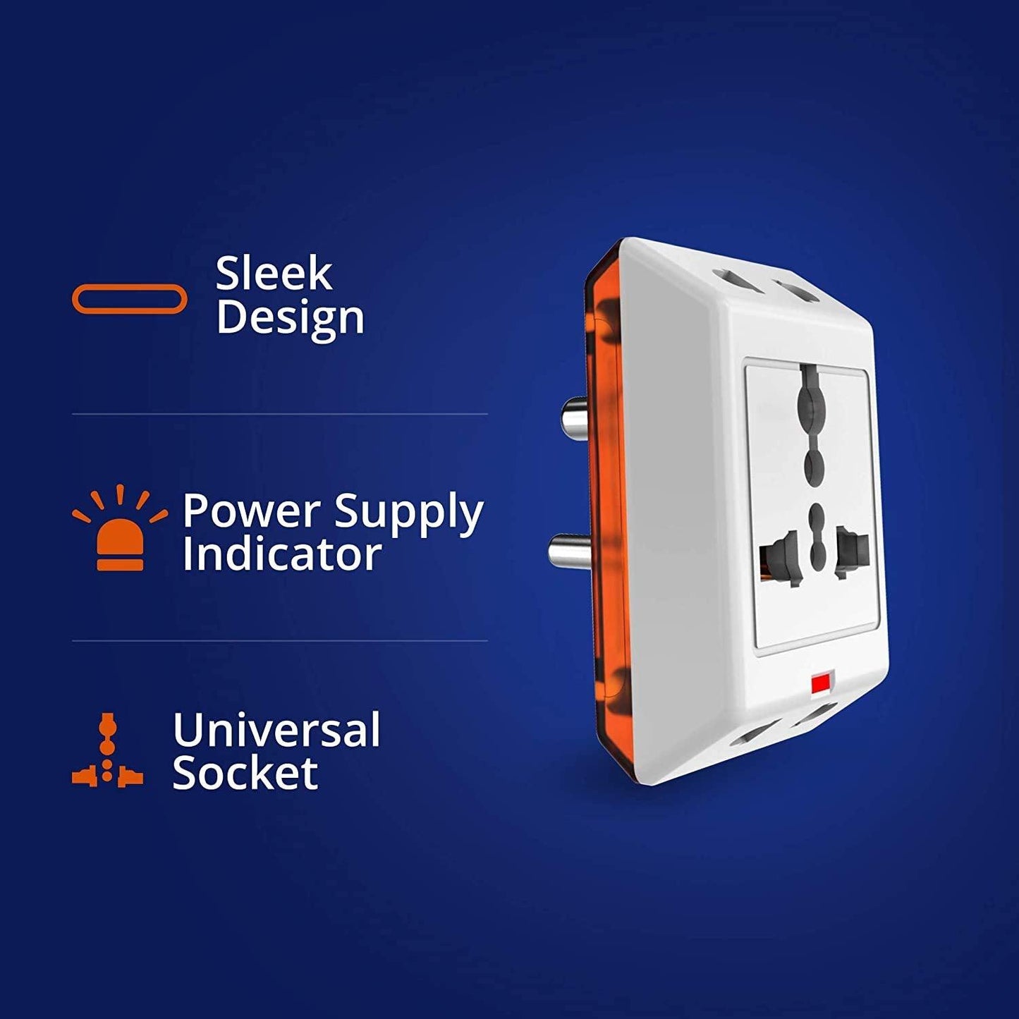 Wipro 3 Way Multiplug Adaptor with 1 Universal Socket |Inbuilt Surge Protection & Power Supply Indicator | Compact & Light Weight | 6Amp Multiplug Socket for Home, Office | Pack of 1 (White)