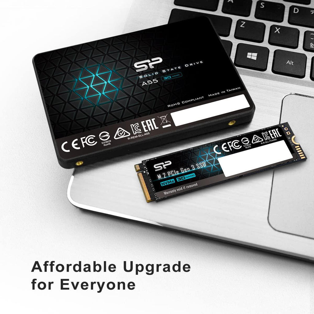 Silicon Power Ace A55 256GB SATA SSD, Up to 500MB/s, 3D NAND with SLC Cache, 2.5 Inch SATA III 6Gb/s Internal Solid State Drive for Desktop Laptop PC Computer