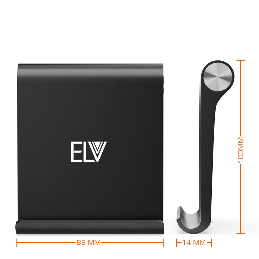 Elv Foldable, Portable, Tablet/Phone Stand. Compatible Phone Holder for iPhone, Android, Samsung, OnePlus, Xiaomi, Oppo, Vivo, Asus. Perfect for Bed,Office, Home,Gift and Desktop (Black)