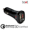 boAt Dual Port Rapid 5V Car Charger (Qualcomm Certified) Smart Charging with Quick Charge 3.0 for Cellular Phones (Black) (Free Micro USB Cable)