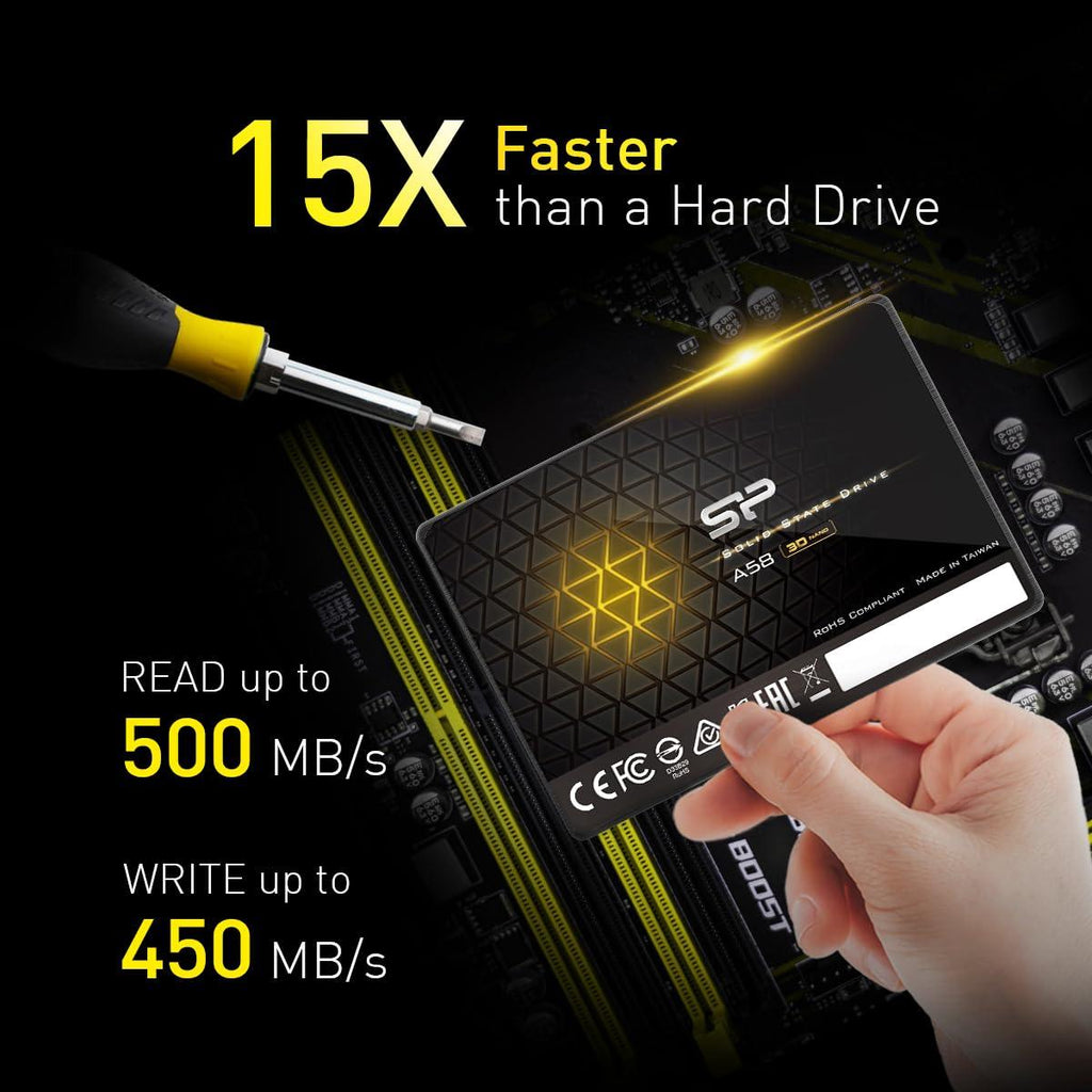 Silicon Power Ace A58 512GB 2.5 Inch SATA III SSD, 3D NAND with SLC Cache, Up to 500MB/s, Internal Solid State Drive for Desktop Laptop Computer