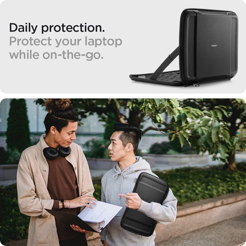 Spigen Rugged Armor Pro Hard Shell Protective Laptop Sleeve Compatible with New MacBook Pro 14 inch M3 / M3 Pro / M3 Max (2023) and M2 Pro / M2 Max A2779 (2023) / M1 Pro / M1 Max A2442 (2021) - Black