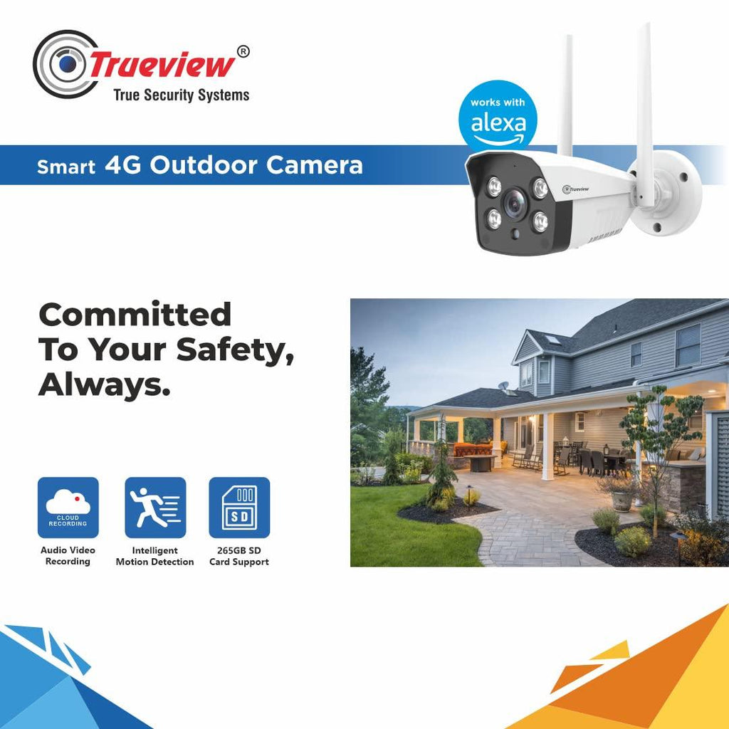 Trueview 3mp All Time Color 4G Sim Based Bullet CCTV Security Camera for Home, Shop, Office, Farm, and Construction Site | IP66 Waterproof Rating