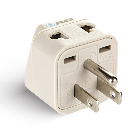 OREI India USA Adapter, India to Universal Travel Adapter for USA, Japan, Canada Plug Adapter - Type B Plug - 2 in 1 Perfect for Laptop, Camera Charger and More - CE, RoHS - Beige.