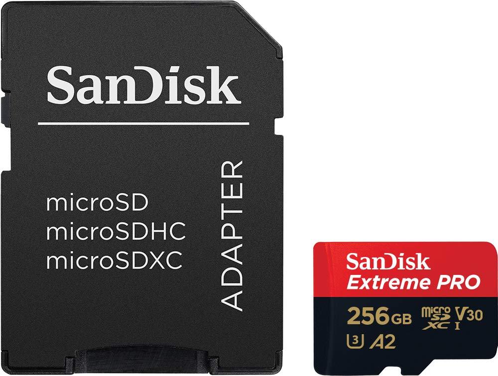 SanDisk Extreme Pro 256GB microSDXC UHS-I, V30, 200MB/s Read, 140MB/s Write, Memory Card for 4K Video on Smartphones, Action Cams and Drones