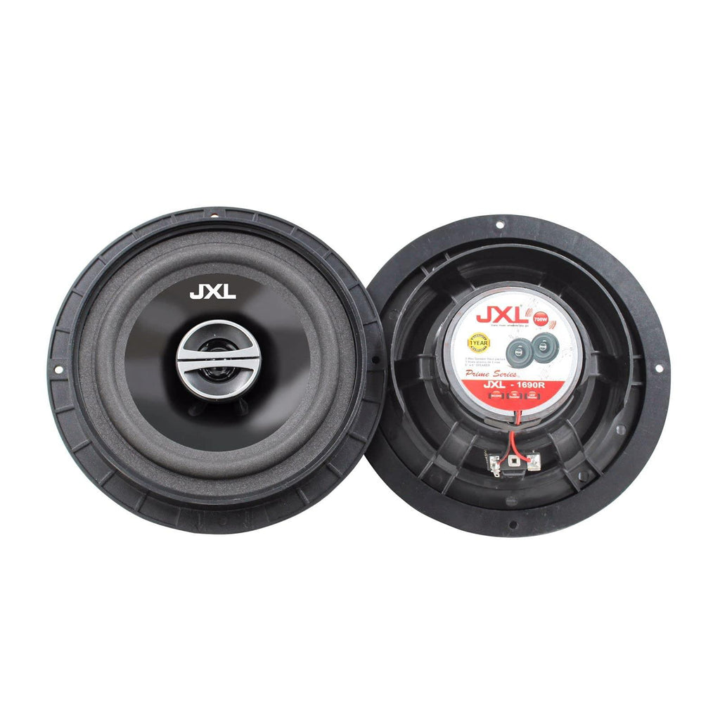 JXL 1690 R Three Way 6.5 Inches Coaxial High Bass Speaker for Car with Imported Rubber Foam Edge Cone 700W MAX Power with Ring/Water Resistant(Black)