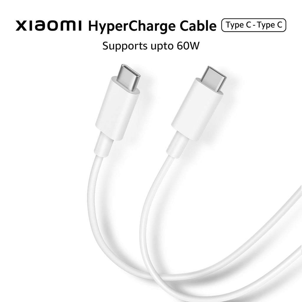 Xiaomi Mi Original HyperCharge 60W Type C to Type C Cable for Smartphones, Tablets, Laptops, Macbook & other Type C devices, 480Mbps Data Sync (White)