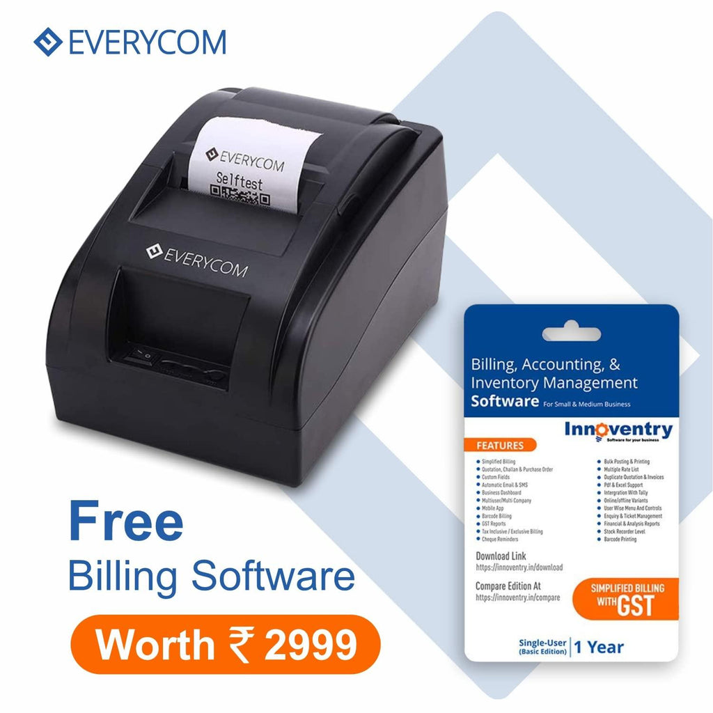 Everycom EC-58 58mm (2 Inches) Direct Thermal Printer- Monochrome Desktop (1 Year Warranty) (USB)