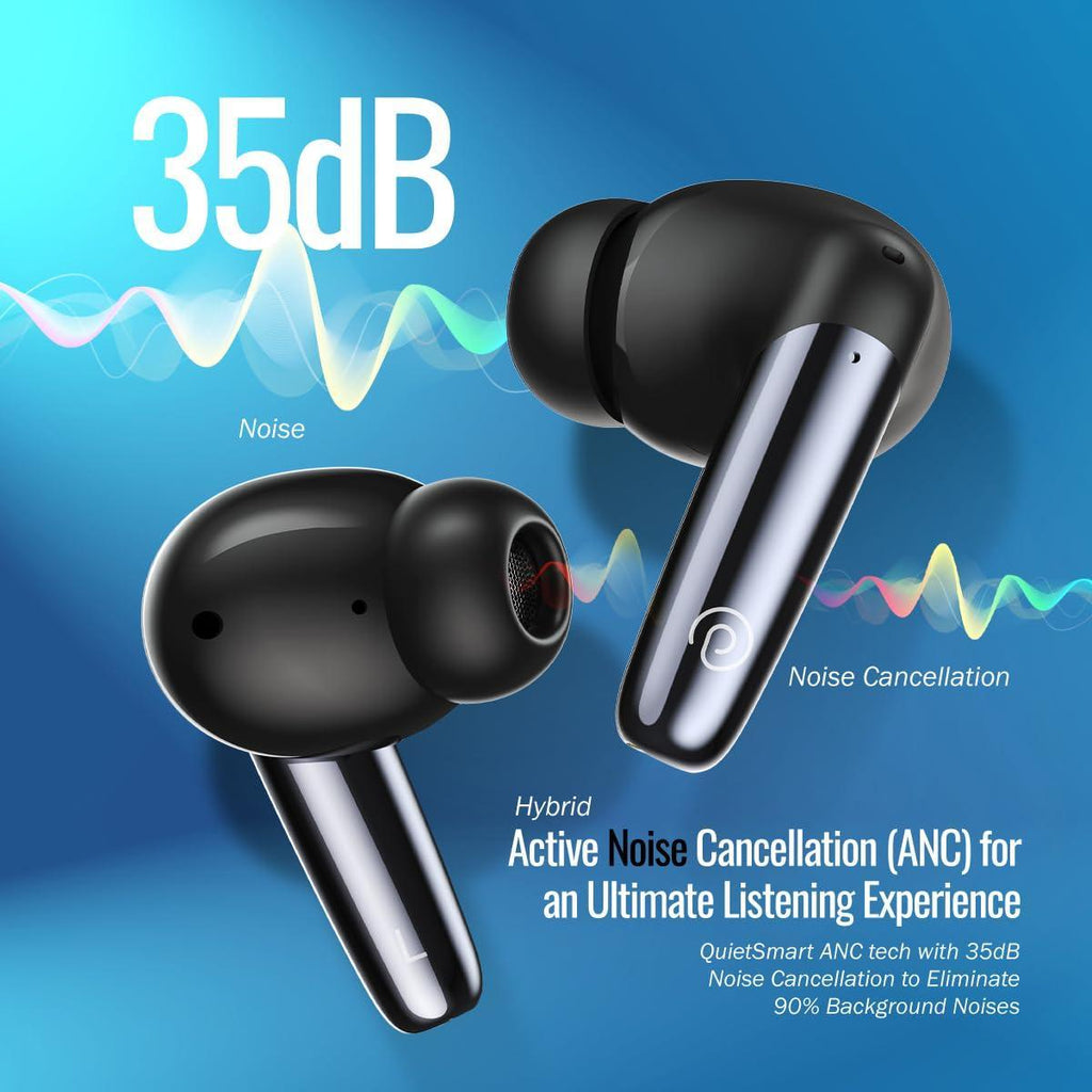 pTron Newly Launched Zenbuds Ultima ANC Earbuds, 35dB Active Noise Cancellation TWS, Transparency Mode, Quad Mic TruTalk ENC Calls, 50Hrs Playtime & in-Ear Bluetooth 5.3 Wireless Headphones (Black) - Triveni World