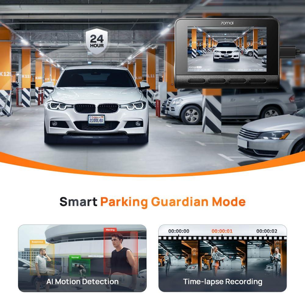 70mai A810 True 4K HDR Dual Vision Dash Cam, Built-in GPS Logger, ADAS, Starvis 2 IMX 678 150° Wide Sensor, Optional Parking Mode with Motion Detection & Time Lapse, Upto 256GB SD