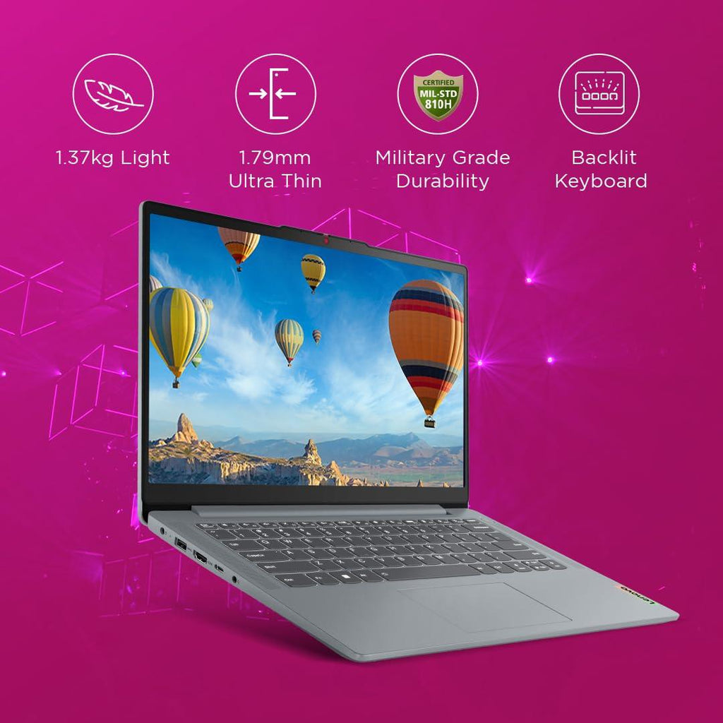 Lenovo IdeaPad Slim 3 12th Gen Intel Core i5-12450H 14" (35.5cm) FHD 250 Nits Thin & Light Laptop (16GB/512GB SSD/Win 11/Office 21/1Yr ADP Free/Alexa built-in/3 mon. Game Pass/Grey/1.37Kg), 83EQ005VIN