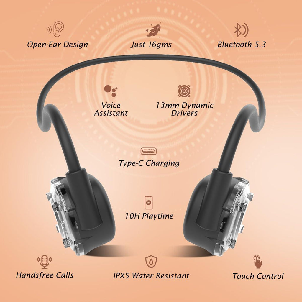 pTron Newly Launched Tangent Impulse, Safebeats in Ear Wireless Headphones with Mic, 10H Playtime, Designed for Ear Health & Comfort, Bluetooth 5.3, Dual Device Pairing & Type-C Fast Charging(Black) - Triveni World