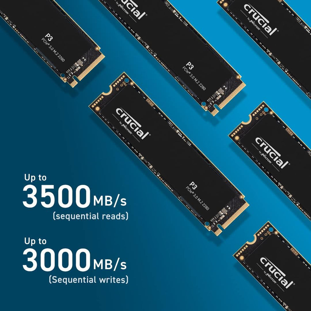 Crucial P3 500GB PCIe 3.0 3D NAND NVMe M.2 SSD, up to 3500MB/s - CT500P3SSD8