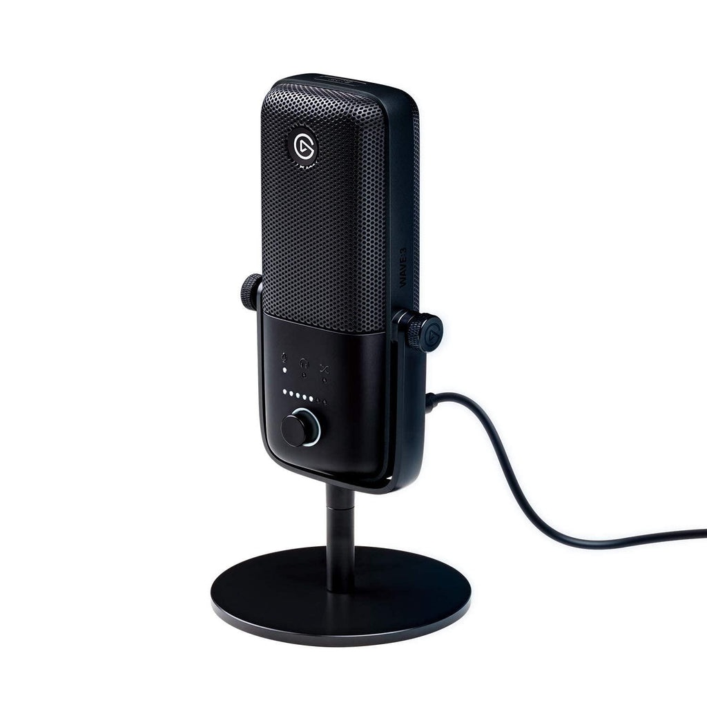 Elgato Wave:3 Premium USB Condenser Unidirectional Microphone and Digital Mixing Solution, Anti-Clipping Technology, Capacitive Mute, Streaming and Podcasting, (10MAB9901, Black)