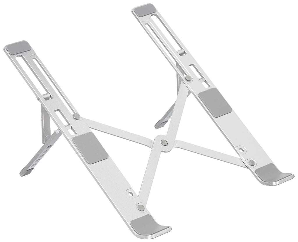 amazon basics Laptop Stand, Height-Adjustable, Foldable, Portable, Ventilated, Fits Up to 15.6-Inch Laptops (Aluminium Alloy, Silver) Tabletop