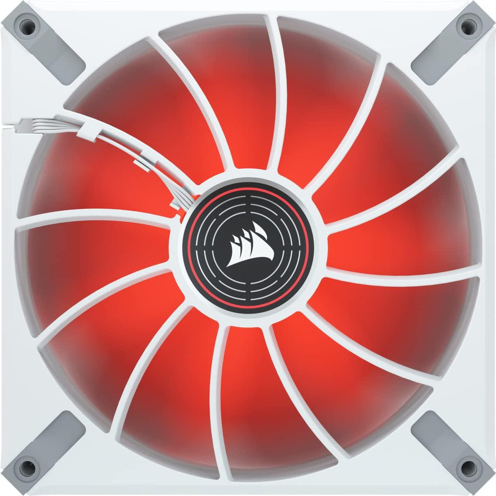 CORSAIR ML140 LED Elite, 140mm Magnetic Levitation Red LED Fan with AirGuide, Single Pack - White Frame