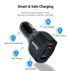 Dyazo 3 Port 36 W Fast USB Car Charger Qc Charging Compatible for Qualcomm 3.0 iPhone 11/12 / Max/Mini, Samsung Galaxy, Pixel, Vivo, Oppo, Mi & All Mobile Phone (Black)