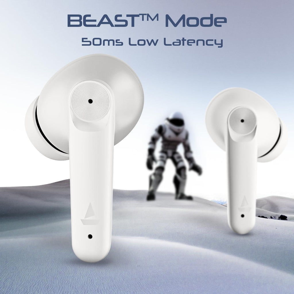 boAt Airdopes 200 Plus In Ear TWS Earbuds 100h Playback, Quad Mics ENx Technology, 13mm Drivers, Beast Mode(50ms Low Latency), ASAP Charge(5 Mins=60 Mins), IWP Tech w/BT v5.3 & IPX5(Ivory White) - Triveni World