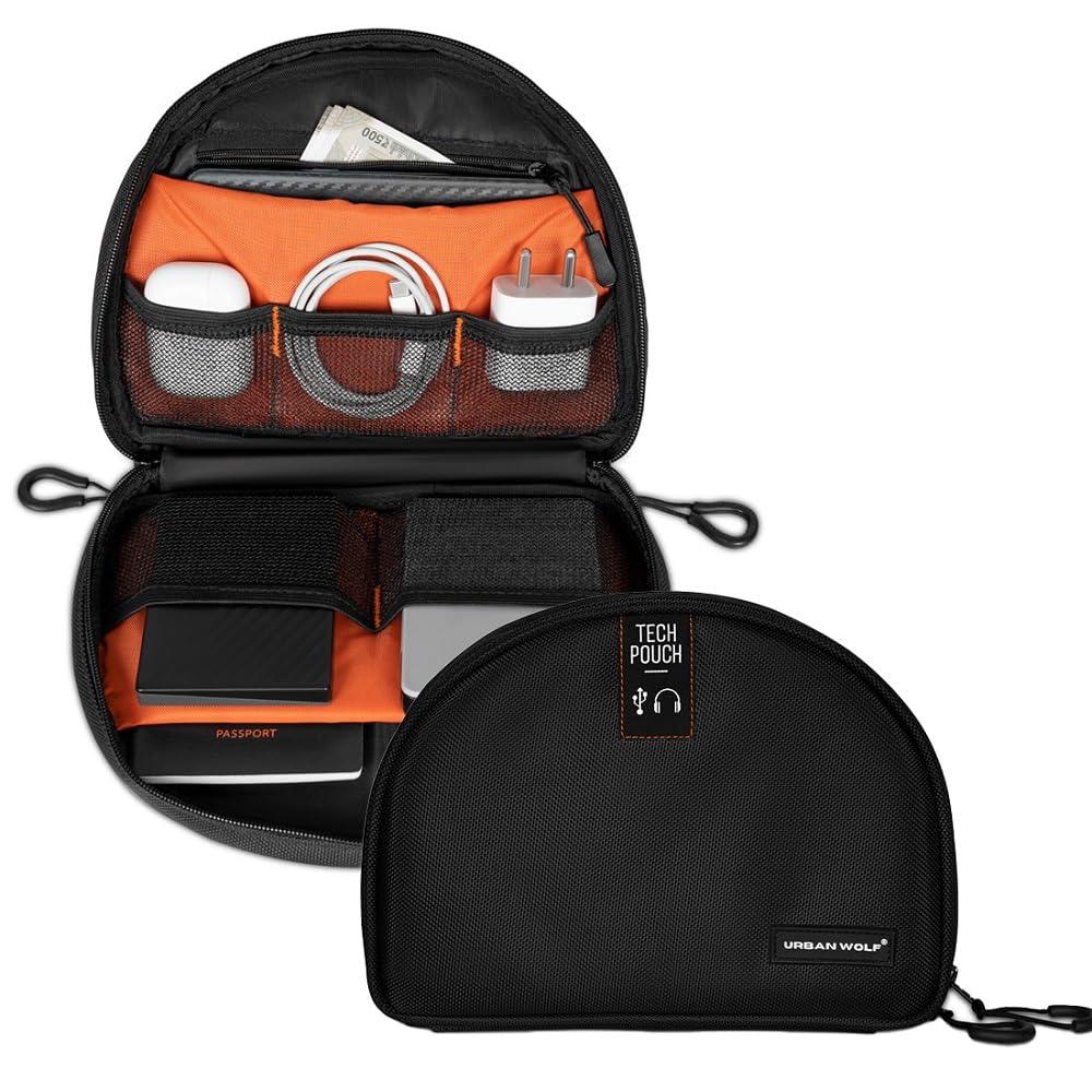 Urban Wolf Tech Pouch: The All-in-One Waterproof Travel Organizer for Cables, Adapters, Chargers, Power Banks, SD Cards, Hard Drives and other Tech essentials-Portable zippered Gadgets Organizer