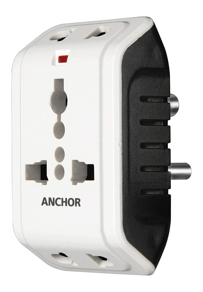 Anchor by Panasonic 6A 3 Pin Multiplug Travel Adapter with Universal Socket | 3 Pin Multi Plug Universal Socket (White)