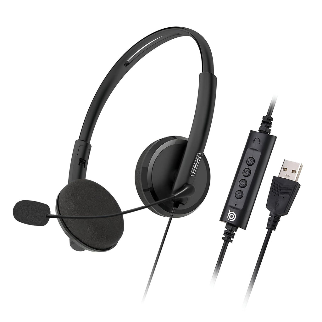 BigPassport USB Wired Over Ear Headphones with Mic with Noise-Cancelling for Pc, Laptop, Computer, Model- Pro-Tech 134 (Black)