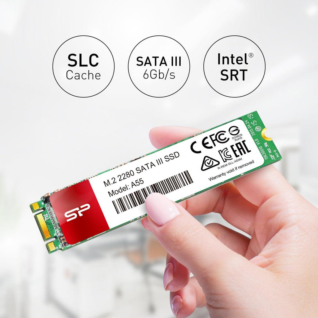 SP Silicon Power Silicon Power A55 256GB M.2 2280 SATA III SSD, 3D NAND with SLC Cache, Up to 560MB/s, Internal Solid State Drive for Desktop Laptop Computer