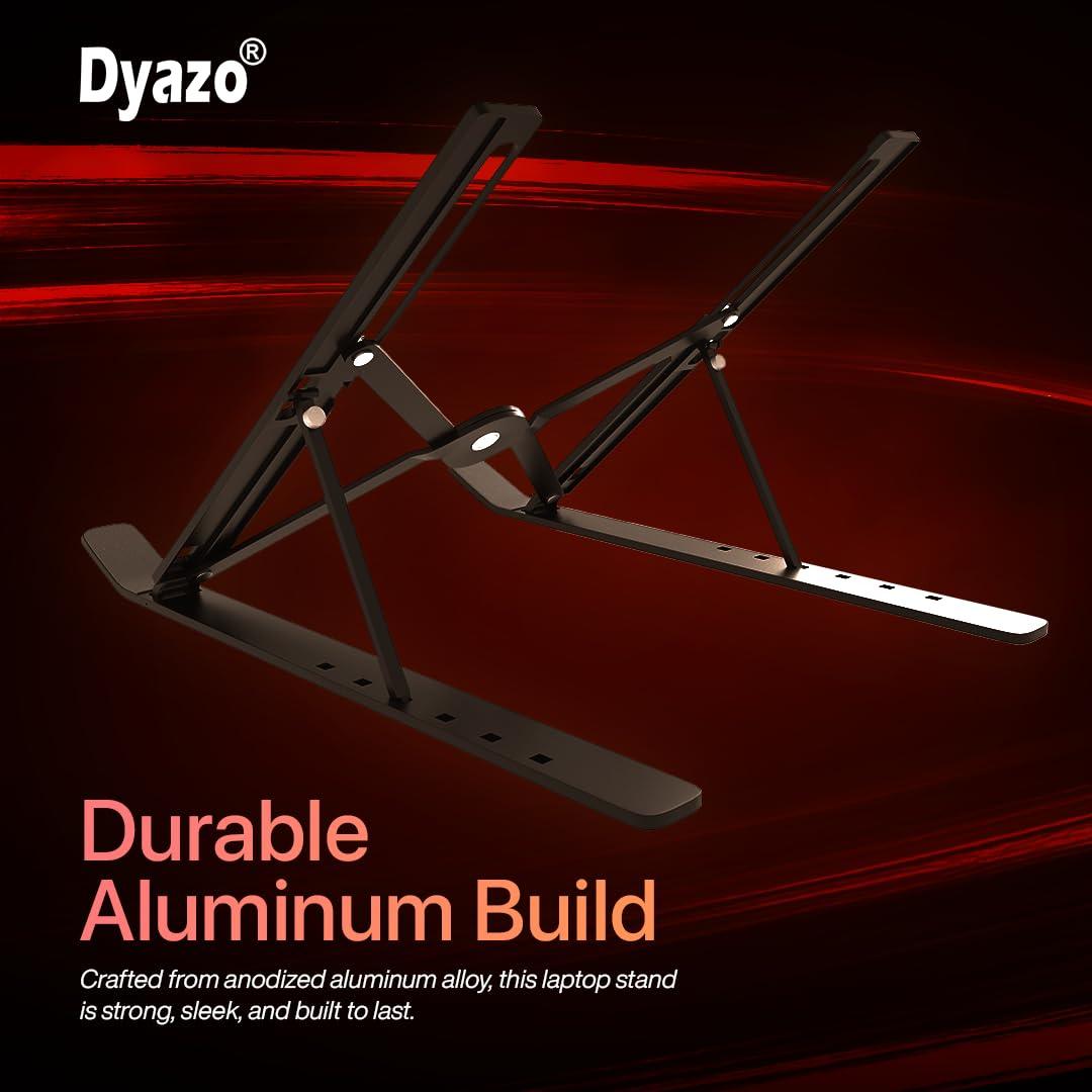 Dyazo 6 Angle Foldable & Portable Laptop Riser Stand Made with Aluminum Alloy |Compatible for Dell, Mac Book Air/Pro, Lenovo Acer Hp Asus & Other Laptop from 11.6 inch to 15.6 Inches- Black