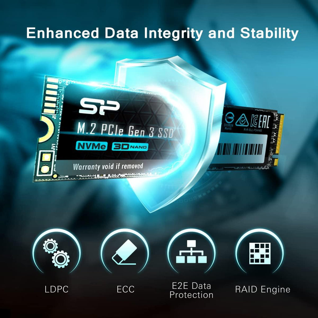 SP Silicon Power P34A60 256GB NVMe PCIe M.2 SSD, 3D NAND with SLC Cache, Up to 2200MB/s, M.2 2280 Internal Solid State Drive for Desktop Laptop PC Computer, pci_Express_x4