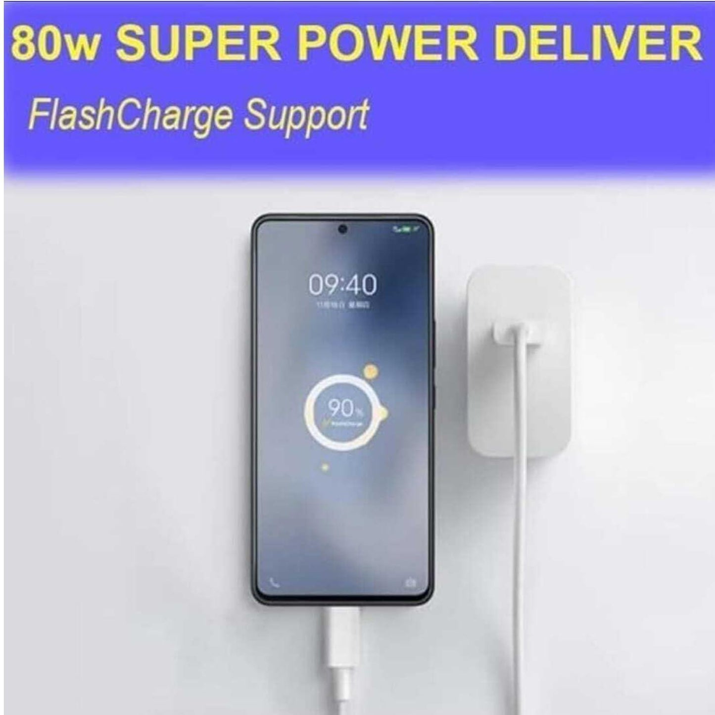 Original 80W Flash Charger with USB to Type C Cable Compatible with V40e, V30, V30 Pro, V40, V40 Pro, Y28E, Y28S, T3 Lite, Y58, Y200 Pro, V30E, Y18I, Y18, Y18E, V29, Iqoo Z9X, T2 Pro,Iqoo 9