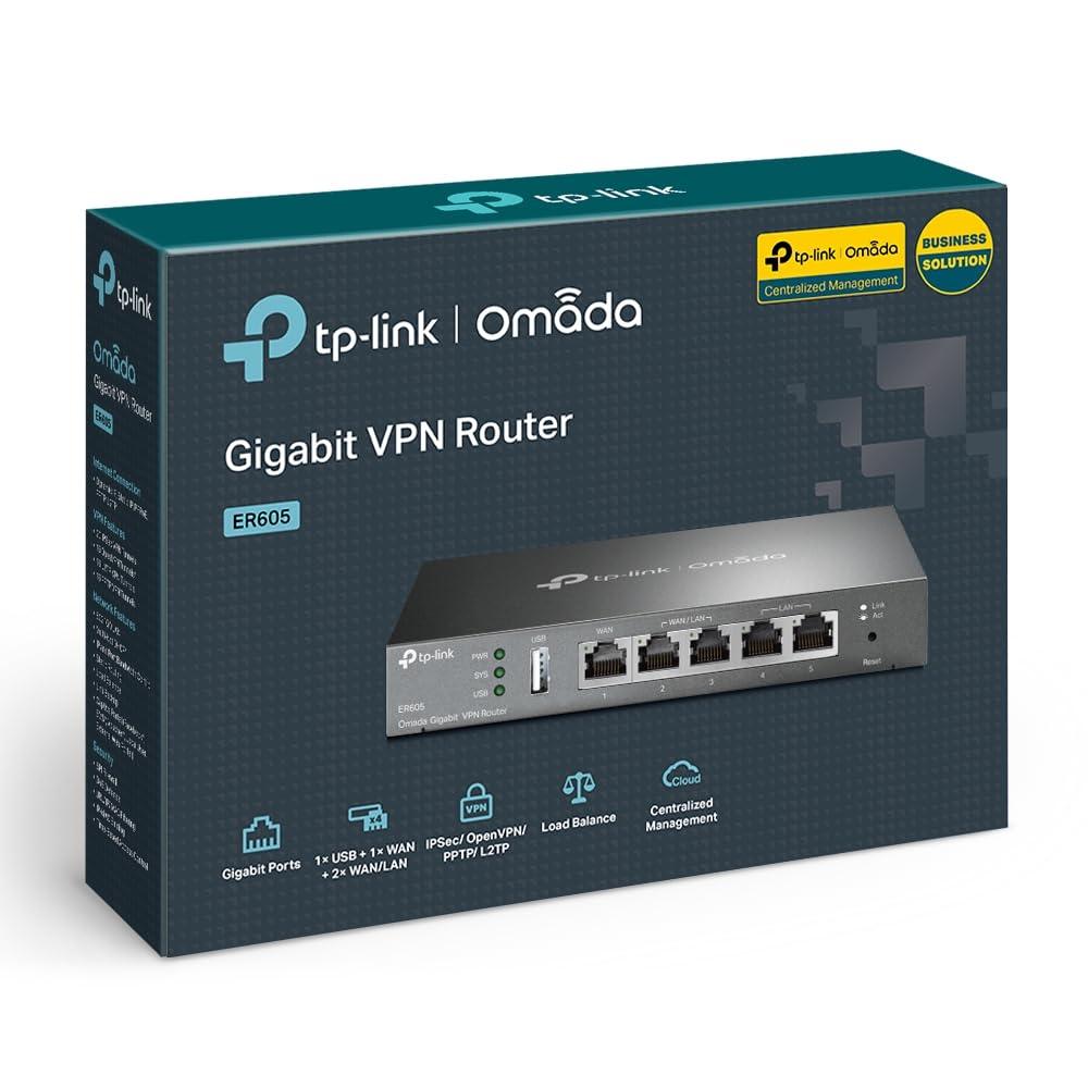 TP-Link ER605 (TL-R605) | Multi-WAN Wired Single_Band 1000 Mbps VPN Router | Up to 3 Gigabit WAN Ports | SPI Firewall SMB Router | Omada SDN Integrated | Load Balance | Lightning Protection