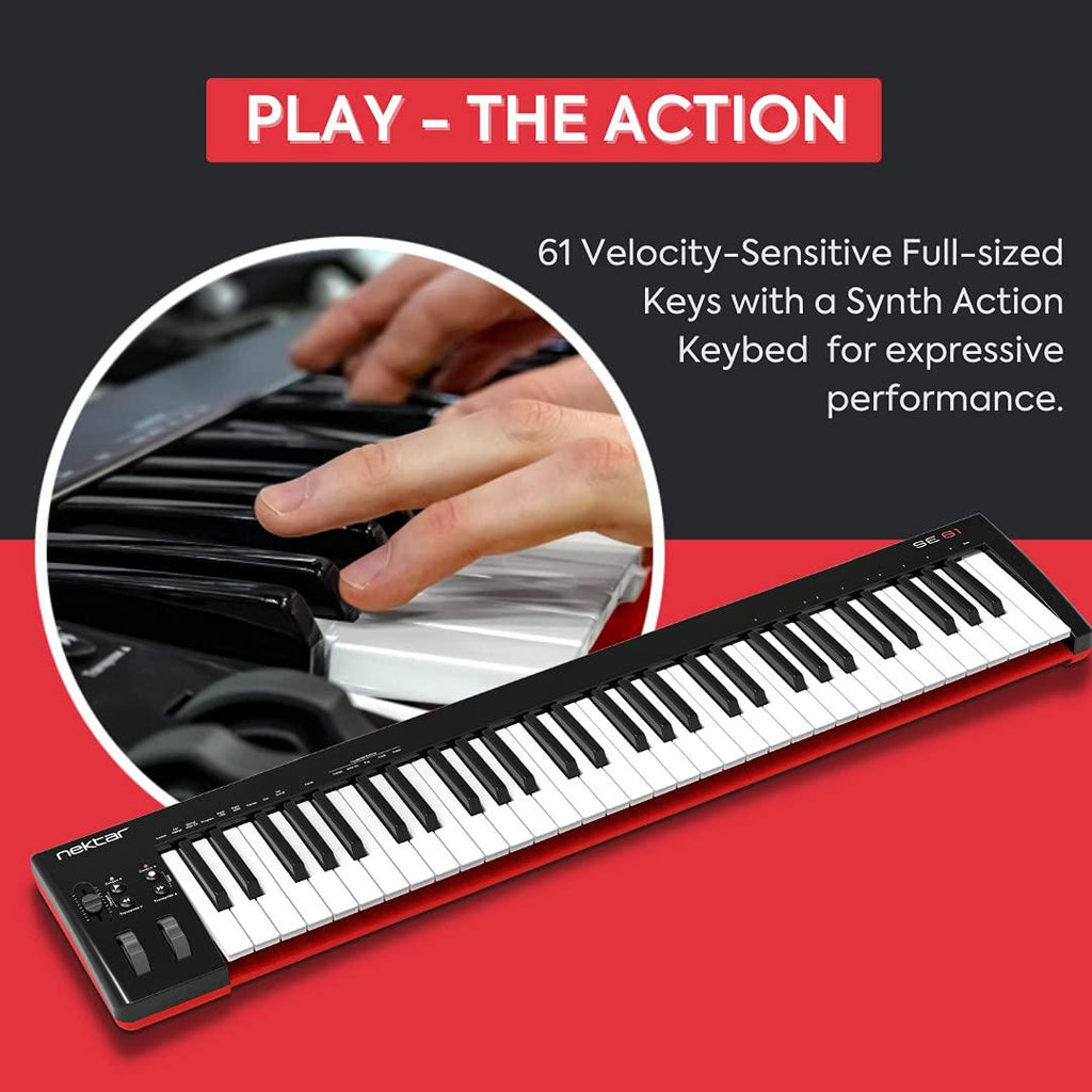 (Refurbished) Nektar SE61 61-Key Full-Size Velocity-Sensitive USB Midi Keyboard Controller with Nektar DAW Integration and Free Professional Recording Software