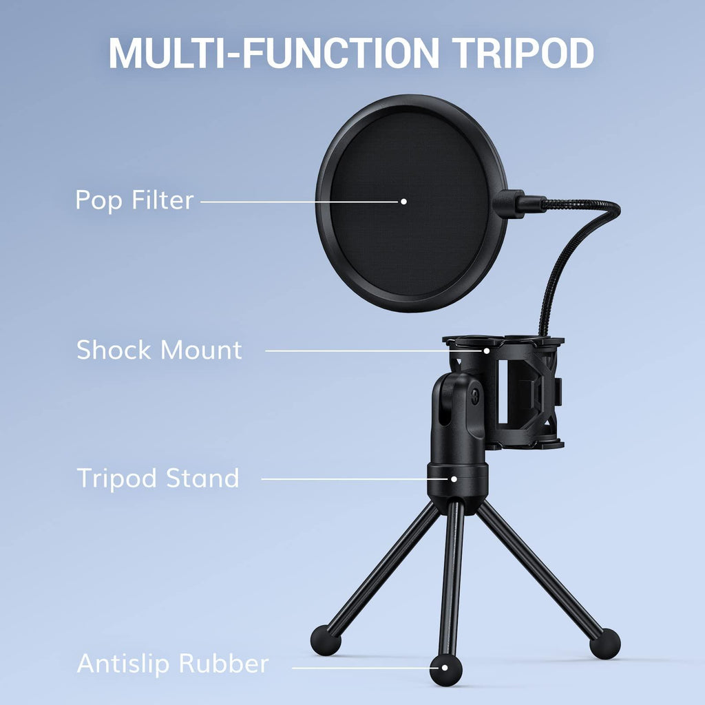 (Refurbished) TONOR USB Gaming Microphone, Computer Condenser PC Mic with Tripod Stand & Pop for Streaming, Podcasting, Vocal Recording, Compatible with iMac PC Laptop Desktop Windows Computer, TC-777