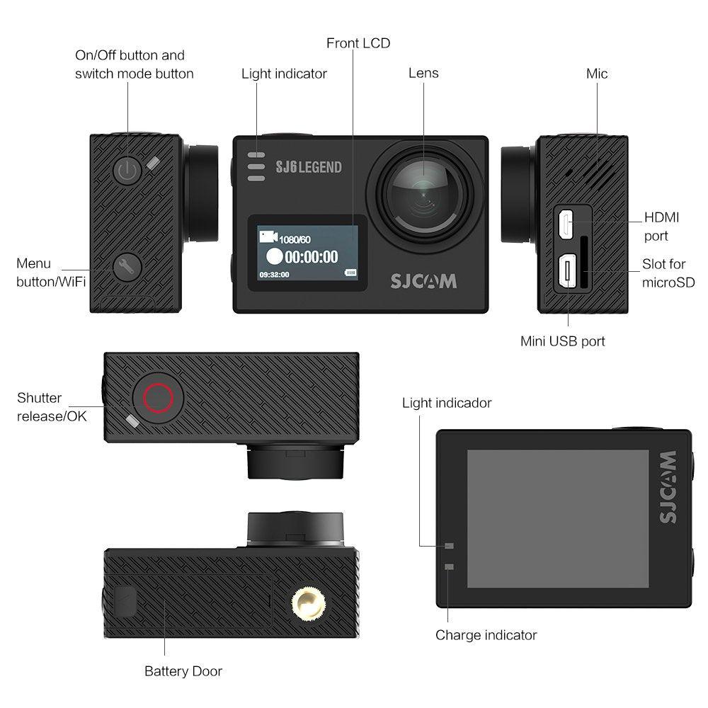 SJCAM SJ6 Legend Optical 16 MP 4K 24fps 5.08 cm (2.0") LCD Touch Screen Action Camera | Gyro Sensor | External Mic Support | Dual Screen (Black)