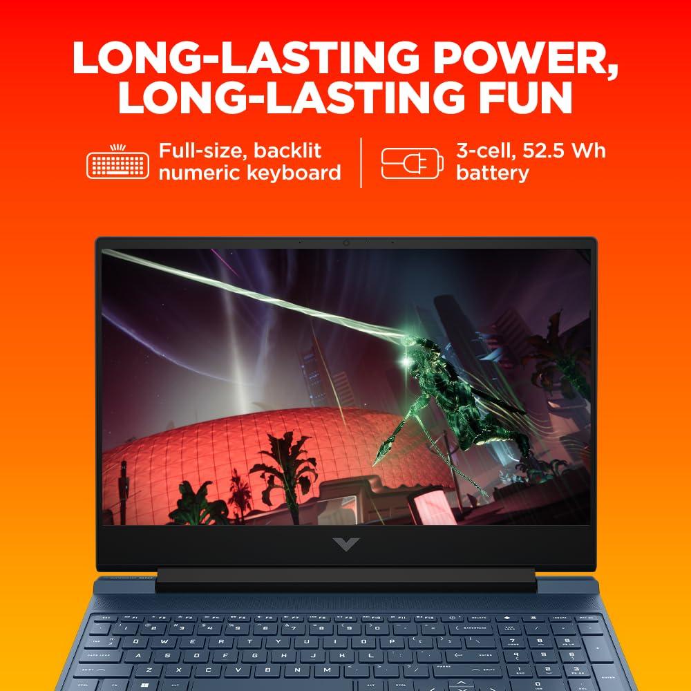 HP Victus Gaming Laptop, AMD Ryzen 5 5600H, 4GB RTX 3050 GPU, 15.6-inch (39.6 cm), FHD, IPS, 144Hz, 16GB DDR4, 512GB SSD, Backlit KB, B&O, 9ms response time, Dual speakers (Blue, 2.37 kg), fb0106AX