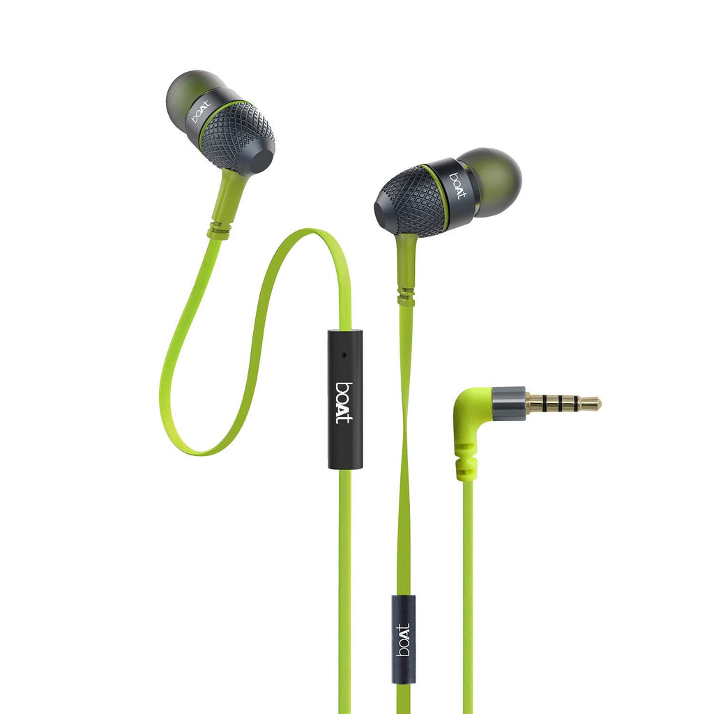 boAt Bass Heads 225 in-Ear Wired Headphones with Mic (Neon Lime)