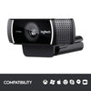 Logitech C922 Pro Stream Webcam, HD 1080p/30fps or HD 720p/60fps, Digital, Hyperfast Streaming, Stereo Audio, HD Light Correction, Autofocus, for YouTube, Twitch, XSplit - Black (960-001090)